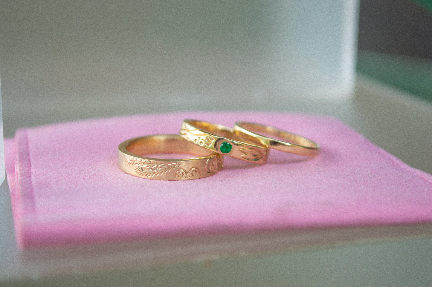 Engraved Floral Narrow Band