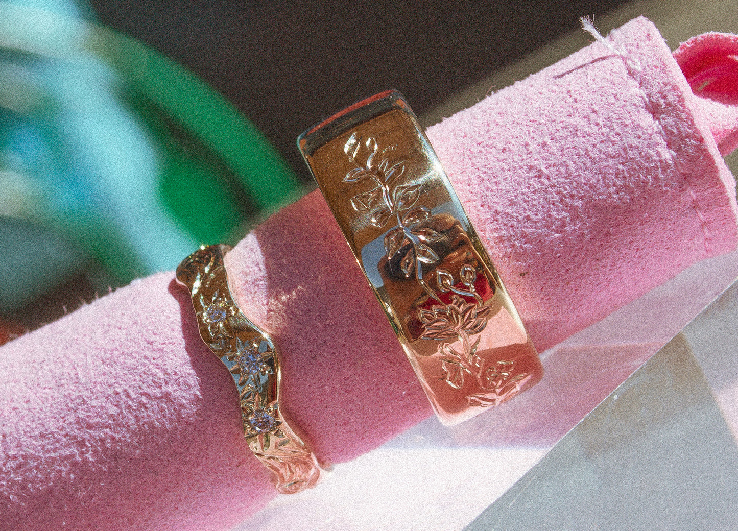 Engraved Floral Wide Band