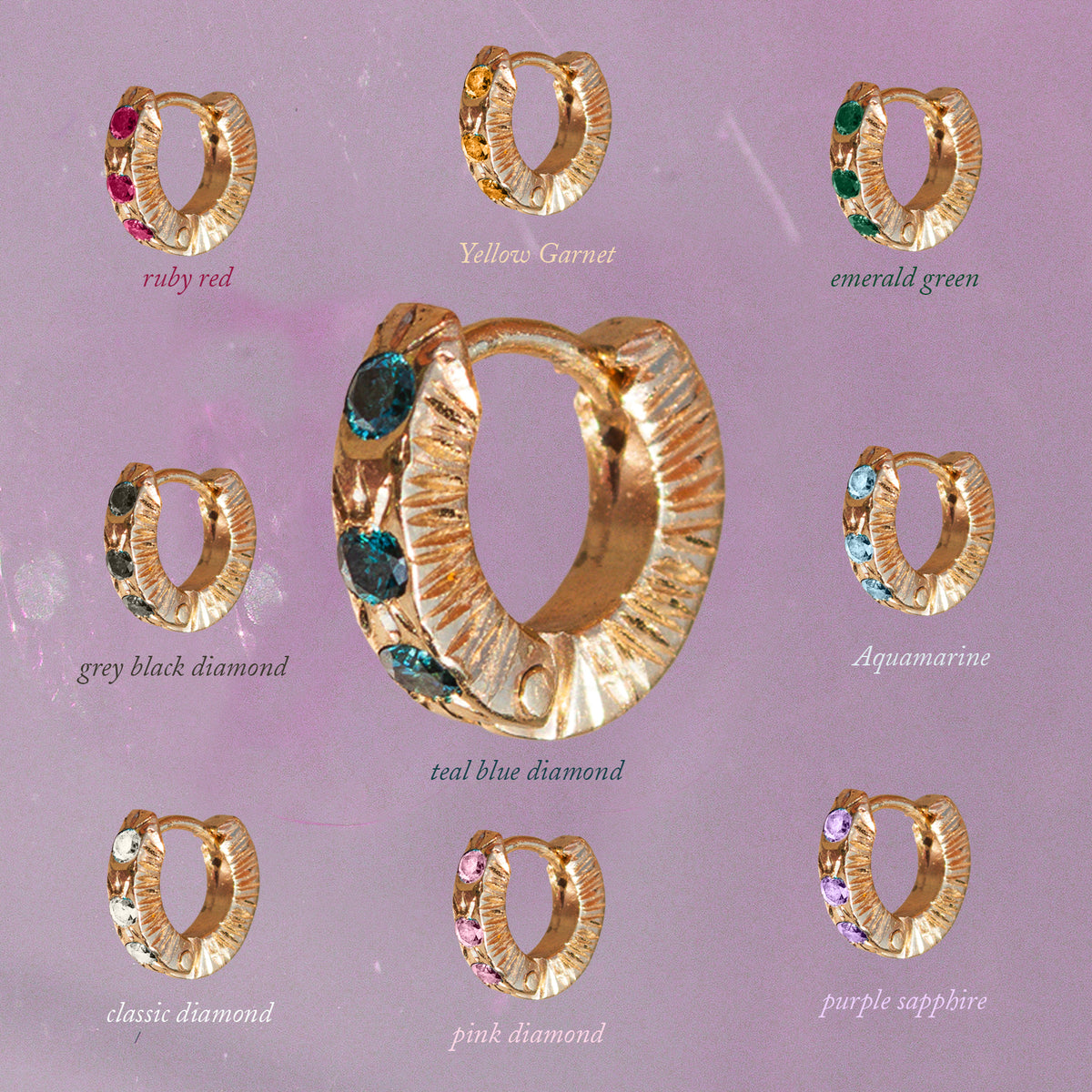 Diamond Engraved Clicker Hoops