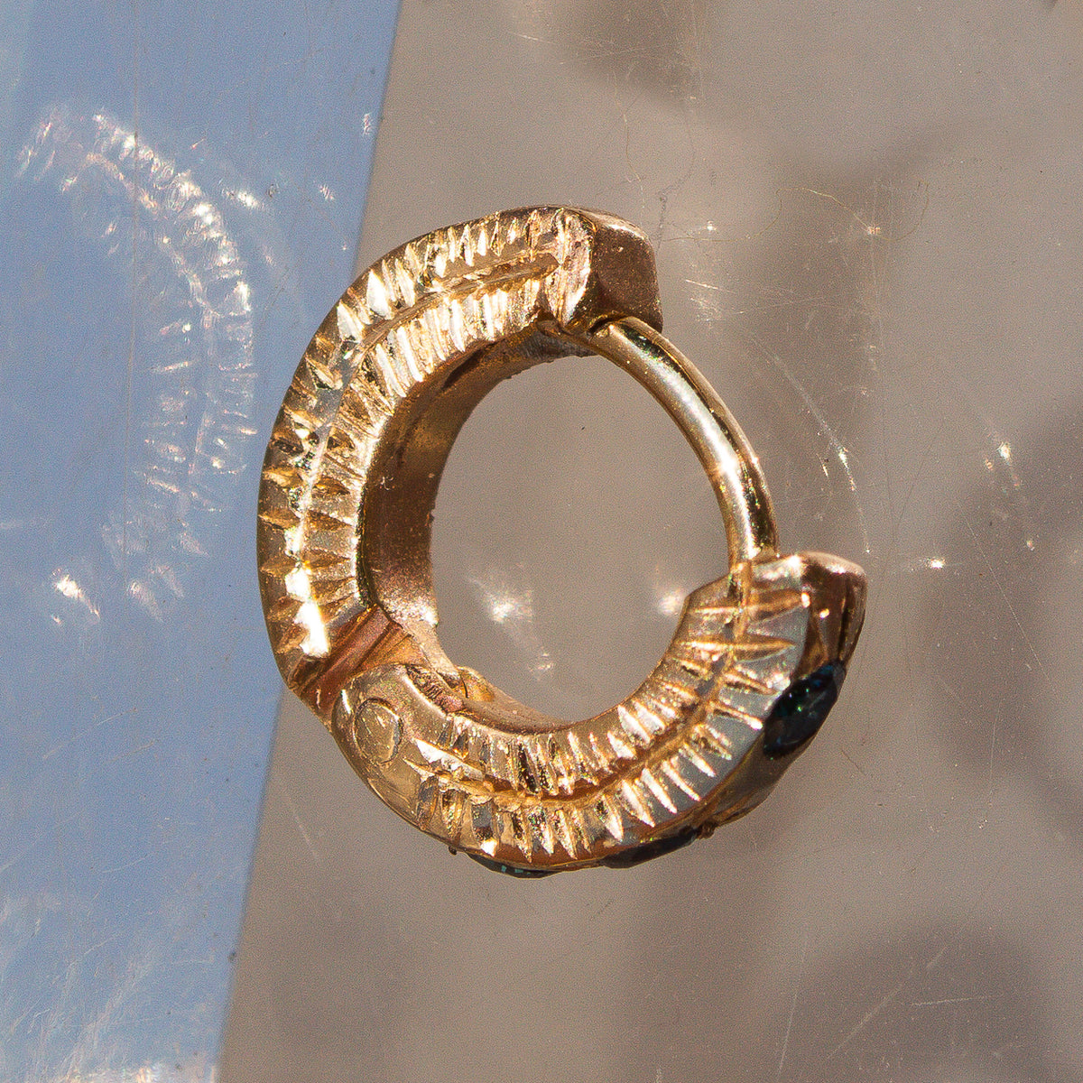 Diamond Engraved Clicker Hoops